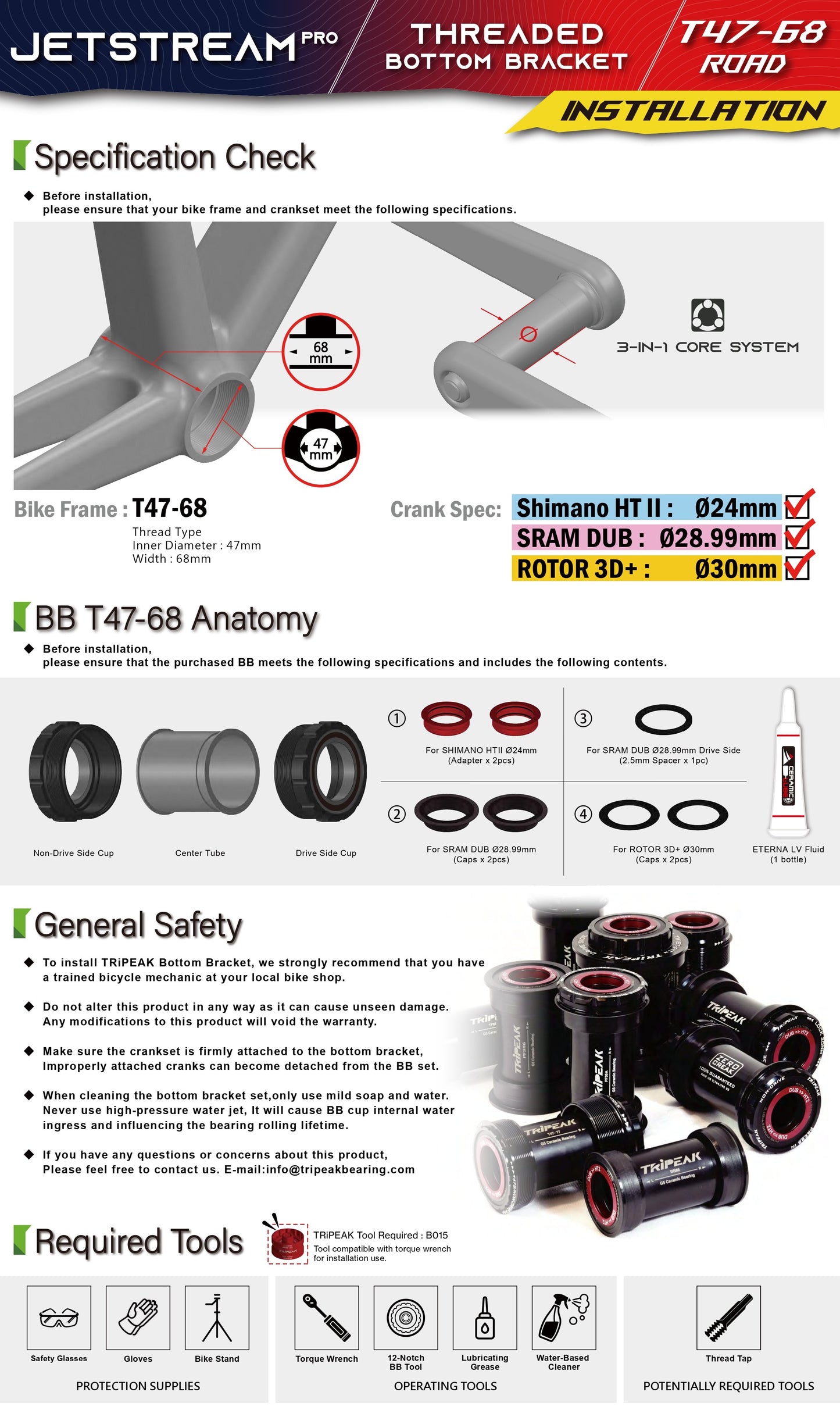 JETSTREAM PRO - T47 68/73mm - Movimento centrale filettato