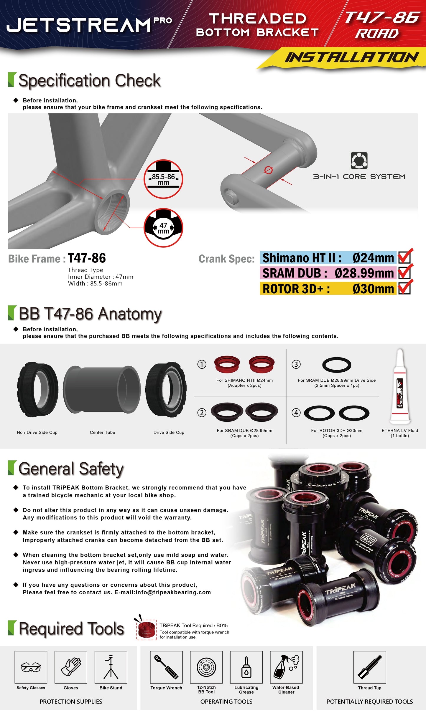 JETSTREAM PRO - T47 86mm - Movimento centrale filettato